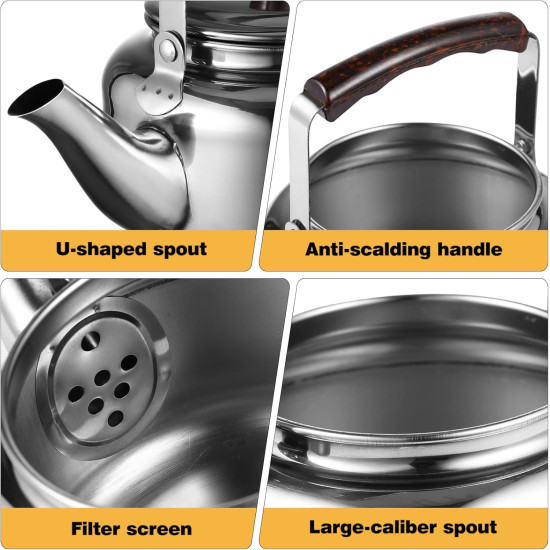 براد شاي من الفولاذ المقاوم للصدأ بمقبض معزول، سعة 0.66 لتر