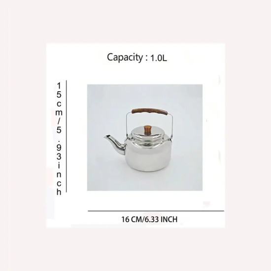 براد شاي من الفولاذ المقاوم للصدأ بمقبض معزول، سعة 1 لتر