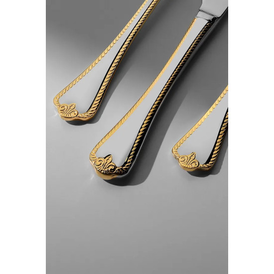 طقم أدوات المائدة مكون من 89 قطعة ذهبي مع صندوق خشبي فاخر