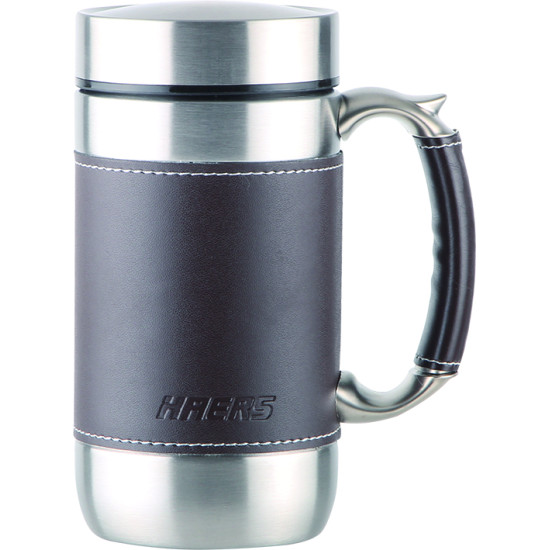 Brown leather steel cup, 0.6 liter capacity