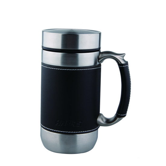 Black leather steel cup, 0.6 liter capacity