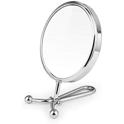Elegant Double-Sided Round Mirror - Regular Mirror + Magnifying Mirror 10cm