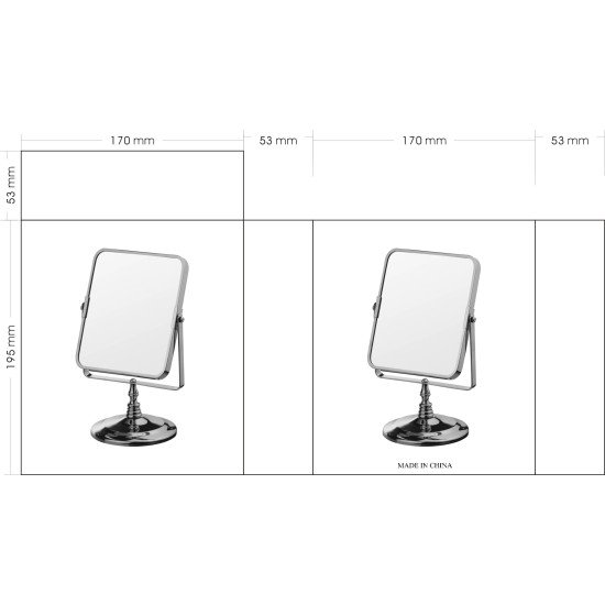 مراية وجهين مربع بقاعدة