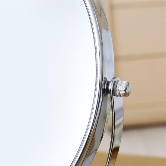 Elegant Double-Sided Round Mirror - Regular Mirror + Magnifying Mirror 15cm
