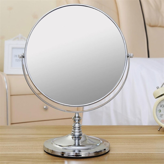 Elegant Double-Sided Round Mirror - Regular Mirror + Magnifying Mirror 15cm