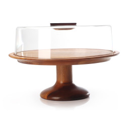 صحون كيك خشب مدور بقاعدة