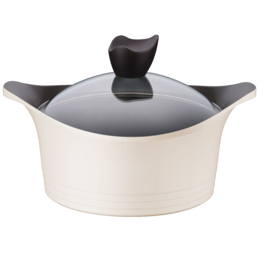 قدر نيوفلام أيني سيراميك بغطاء زجاجي، 26 سم بيج