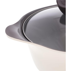 قدر نيوفلام أيني سيراميك بغطاء زجاجي، 26 سم بيج