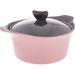 قدر نيوفلام أيني سيراميك بغطاء زجاجي، 26 سم وردي