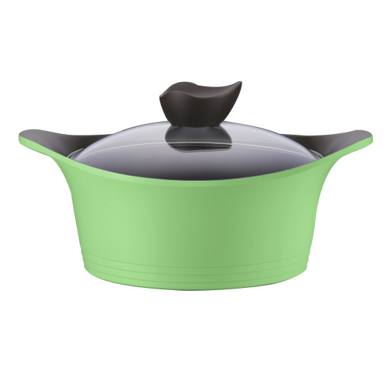 قدر نيوفلام أيني سيراميك بغطاء زجاجي، 26 سم اخضر