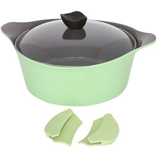 قدر نيوفلام أيني سيراميك بغطاء زجاجي، 26 سم اخضر