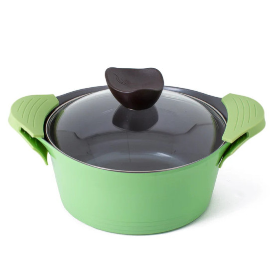 قدر نيوفلام أيني سيراميك بغطاء زجاجي، 26 سم اخضر