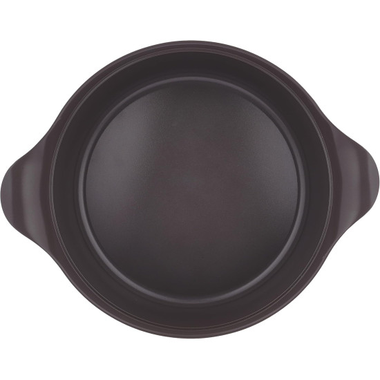 قدر منخفض نيوفلام أيني سيراميك بغطاء زجاجي، مقاس 32 سم، وردي