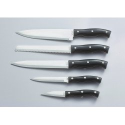 طقم سكاكين اسود بقاعدة خشب مكونة من 6 قطع