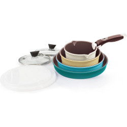 طقم اواني نيوفلام سيراميك ميداس 9 قطع غطاء زجاج