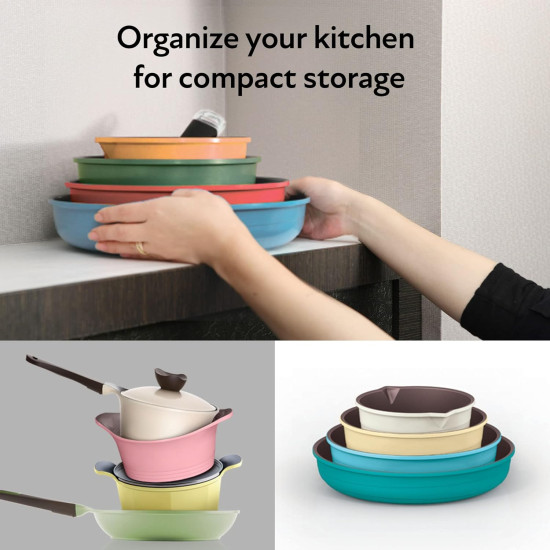 طقم اواني نيوفلام سيراميك ميداس 9 قطع غطاء زجاج