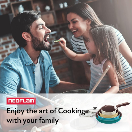 طقم اواني نيوفلام سيراميك ميداس 9 قطع غطاء زجاج