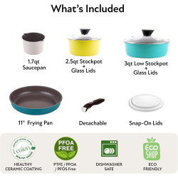 طقم اواني نيوفلام سيراميك ميداس 9 قطع غطاء زجاج