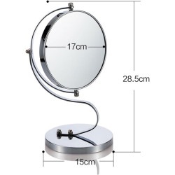 Elegant Double-Sided Round Mirror - Regular Mirror + Magnifying Mirror 17cm
