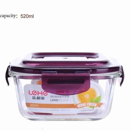 علب تخزين زجاج مربع من ليهي 800 مل