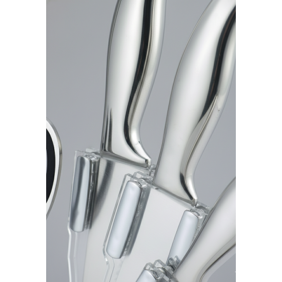 7-Piece Stainless Steel Kitchen Knife Set with Rotating Holder