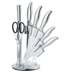 7-Piece Stainless Steel Kitchen Knife Set with Rotating Holder