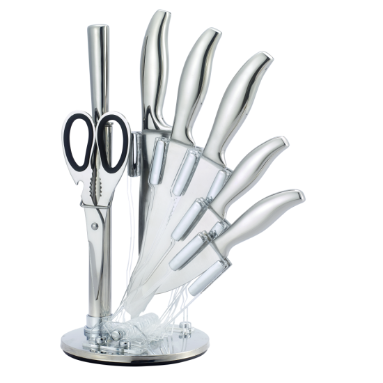 7-Piece Stainless Steel Kitchen Knife Set with Rotating Holder