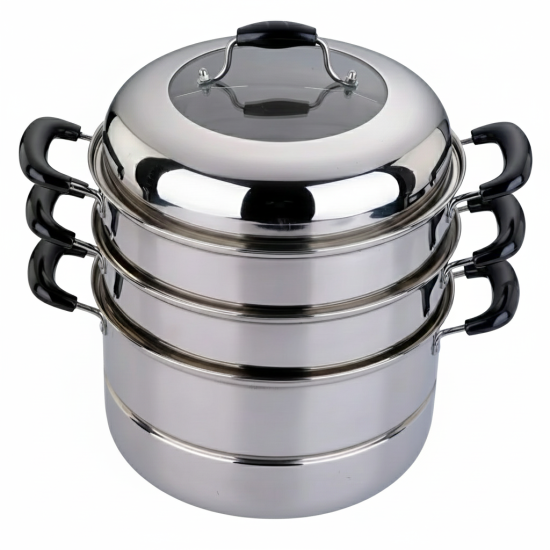 3-Tier Stainless Steel Steamer, 26cm