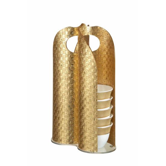 حامل فناجيل قهوة ذهبي من الجانبين