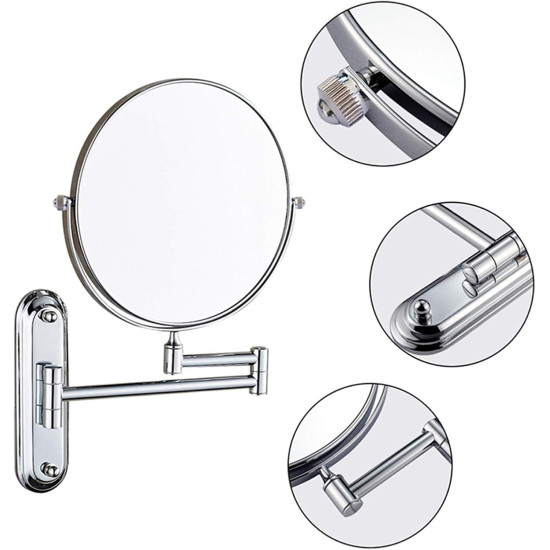 Double-Sided Round Wall Mirror - Regular Mirror + 20cm Magnifying Mirror Double-Sided Round Wall Mirror - Regular Mirror + 20cm Magnifying Mirror