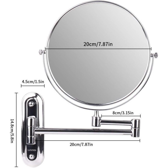 Double-Sided Round Wall Mirror - Regular Mirror + 20cm Magnifying Mirror Double-Sided Round Wall Mirror - Regular Mirror + 20cm Magnifying Mirror