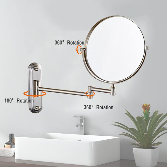 Double-Sided Round Wall Mirror - Regular Mirror + 15cm Magnifying Mirror Double-Sided Round Wall Mirror - Regular Mirror + 15cm Magnifying Mirror