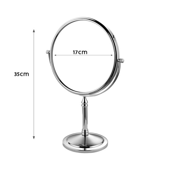 Elegant Double-Sided Round Mirror - Regular Mirror + Magnifying Mirror 17cm Elegant Double-Sided Round Mirror - Regular Mirror + Magnifying Mirror 17cm