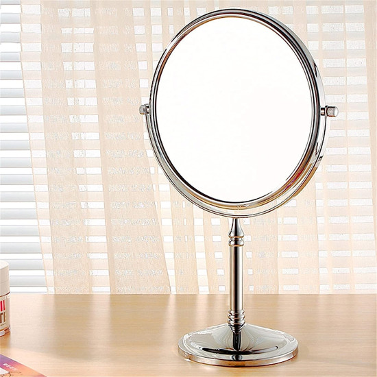 Elegant Double-Sided Round Mirror - Regular Mirror + Magnifying Mirror 17cm Elegant Double-Sided Round Mirror - Regular Mirror + Magnifying Mirror 17cm