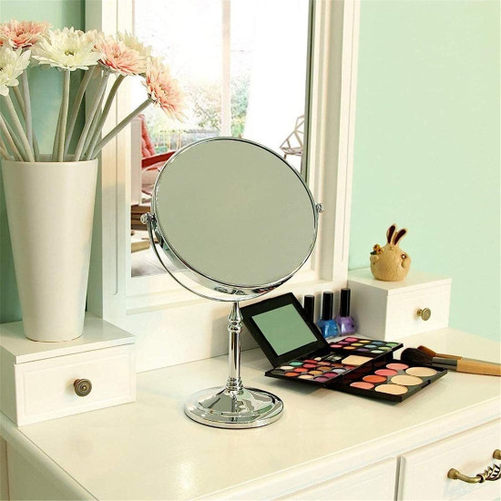 Elegant Double-Sided Round Mirror - Regular Mirror + Magnifying Mirror 17cm Elegant Double-Sided Round Mirror - Regular Mirror + Magnifying Mirror 17cm