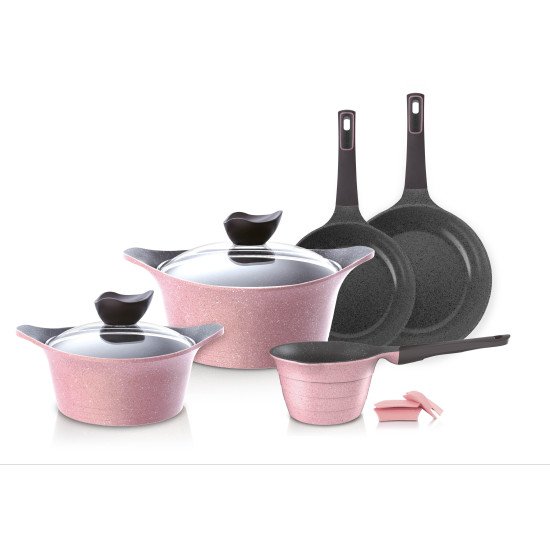 طقم تيلي من نيوفلام لون وردي 7 قطع