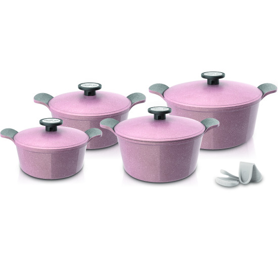 Korean cookware set, 8 pieces, extrema, pink