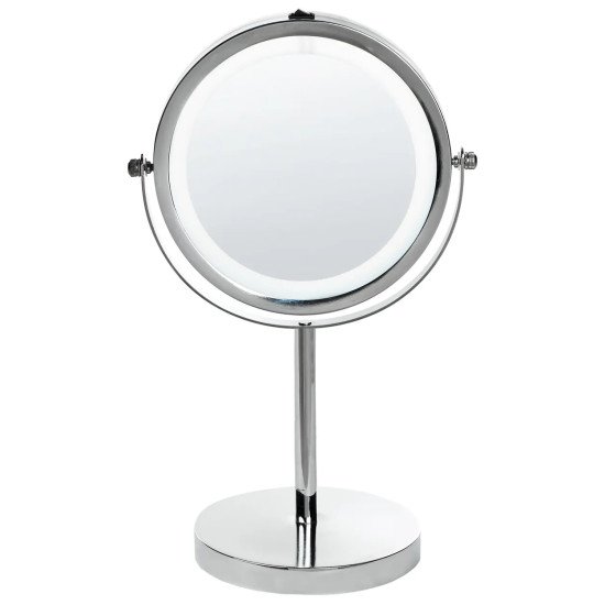 مراية دائرية ذات وجهين مضيئة - مرآة عادية + مرآة مكبرة 15 سم مراية دائرية ذات وجهين مضيئة - مرآة عادية + مرآة مكبرة 15 سم