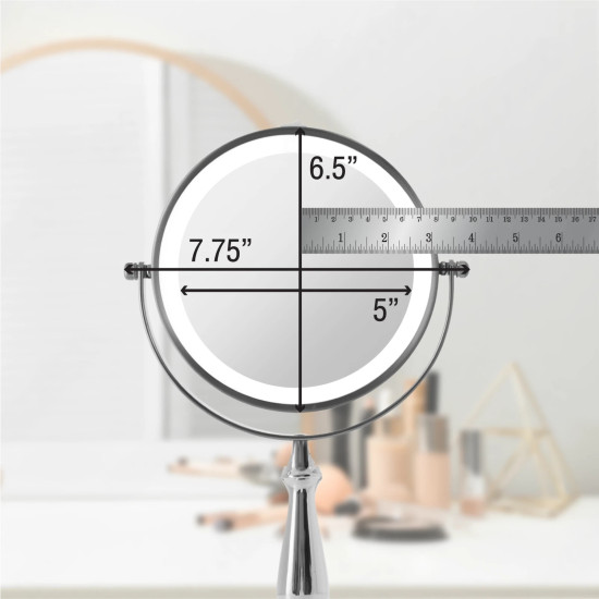 مراية دائرية ذات وجهين مضيئة - مرآة عادية + مرآة مكبرة 15 سم مراية دائرية ذات وجهين مضيئة - مرآة عادية + مرآة مكبرة 15 سم