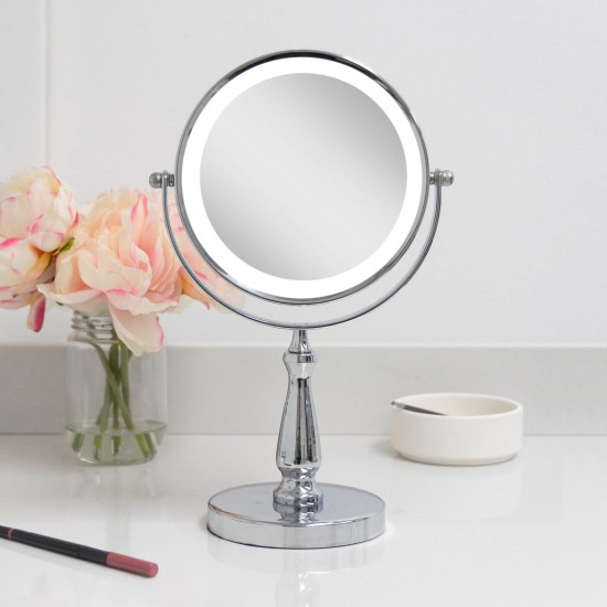 مراية دائرية ذات وجهين مضيئة - مرآة عادية + مرآة مكبرة 15 سم مراية دائرية ذات وجهين مضيئة - مرآة عادية + مرآة مكبرة 15 سم