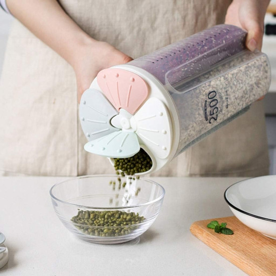 حافظة تخزين حبوب الطعام للمطبخ مقسمة 4 اقسام 2500 مل