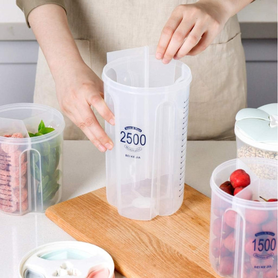 حافظة تخزين حبوب الطعام للمطبخ مقسمة 4 اقسام 2500 مل