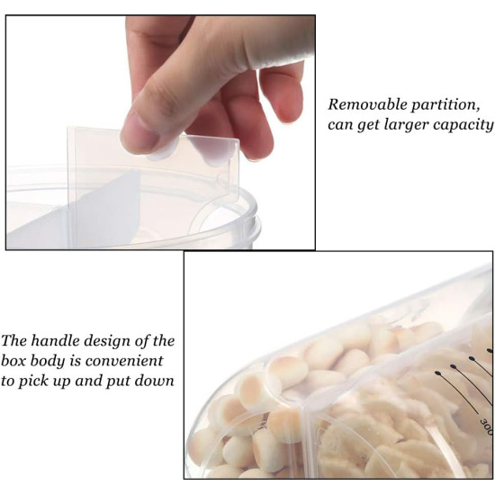 حافظة تخزين حبوب الطعام للمطبخ مقسمة 4 اقسام 2500 مل