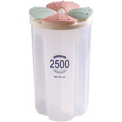 حافظة تخزين حبوب الطعام للمطبخ مقسمة 4 اقسام 2500 مل