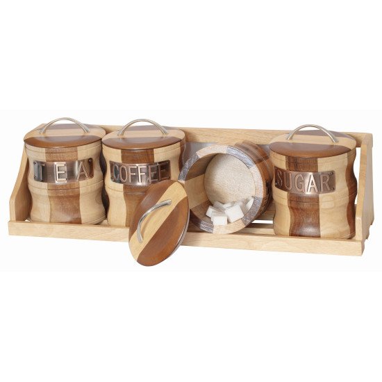 Set of 4 pieces of wooden spice boxes