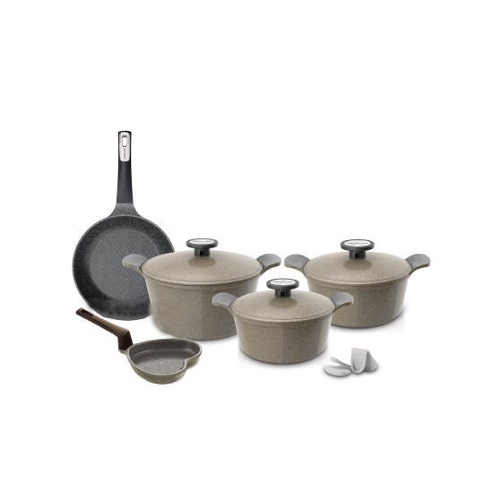 Neoflam Exterma pots set of 8 pieces, beige