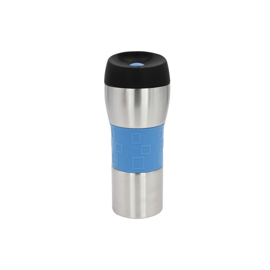 Silver and blue heat preservation mug, 400 ml