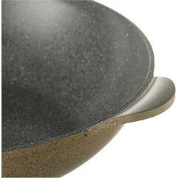 مقلاة نيوفلام جرانيت بغطاء زجاجي، بيج، 34 سم