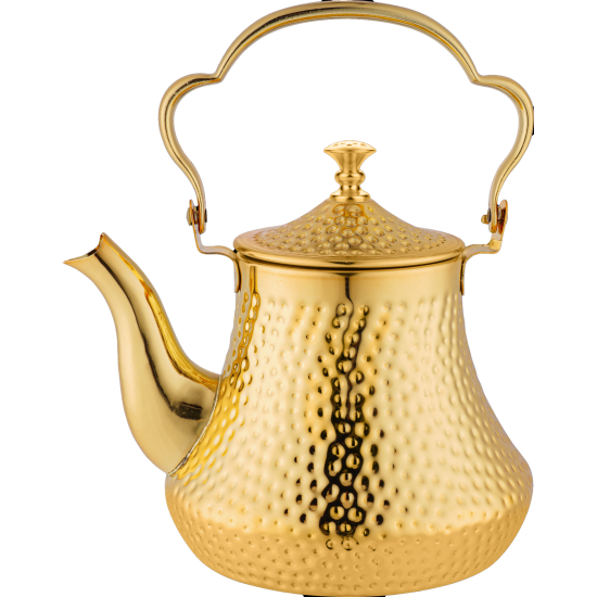 1.2 liter gold engraved steel teapot