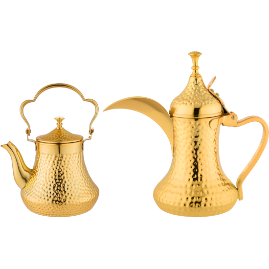 Dallah and refrigerator set with a golden embossed steel plate